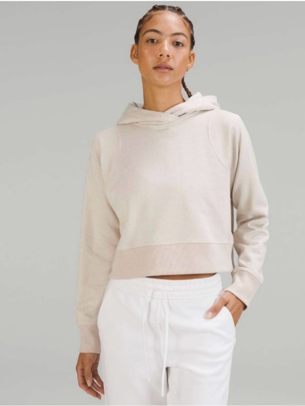 Lululemon cropped Cream with sparkle hoodie
